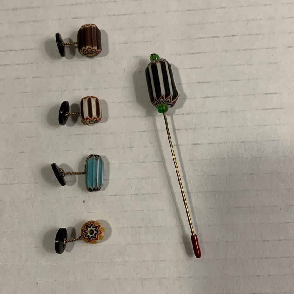 𝅺CUFF Links Set With Tie Tack- Vintage